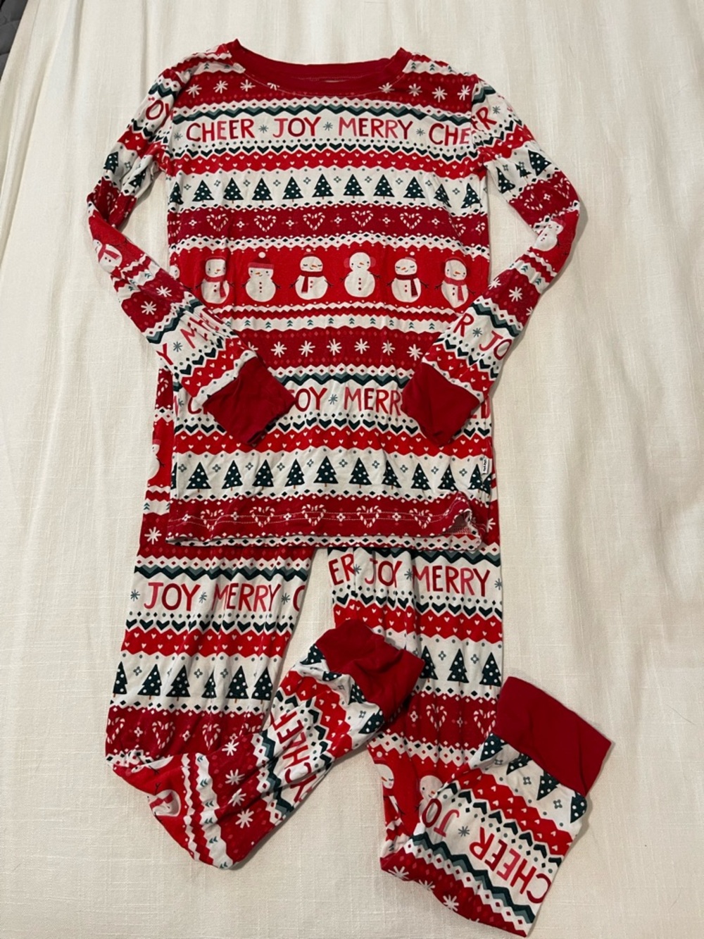 Little Sleepies Red White Green 'Joy Merry Cheer' Holiday Pajama Set